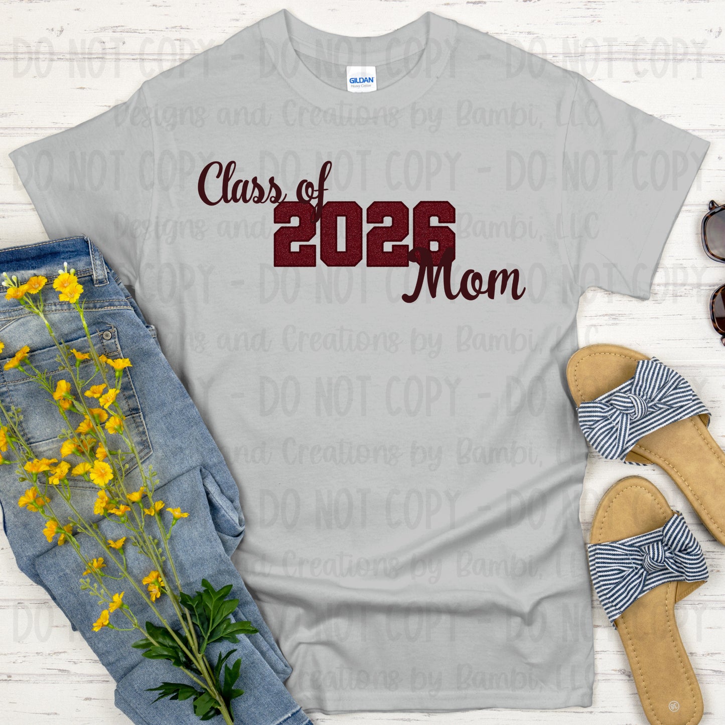 Class of 2026 Mom Maroon with Maroon Outline and Maroon Font