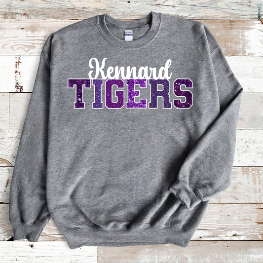 Kennard Tigers in Multi Purple Shades with White Outline (Longsleeve)