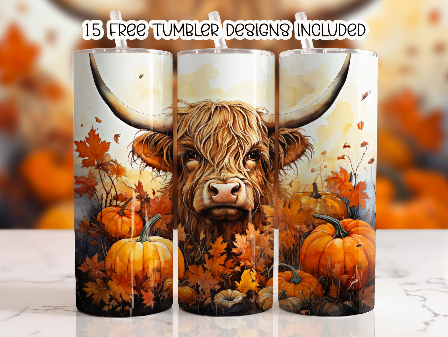 Shaggy Fall Cow Themed 20 oz Sublimation Tumbler