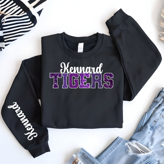 Kennard Tigers in Multi Purple Shades with White Outline/Sleeve Print