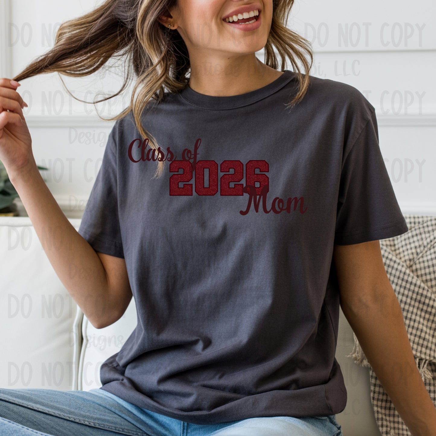 Class of 2026 Mom Maroon with Maroon Outline and Maroon Font