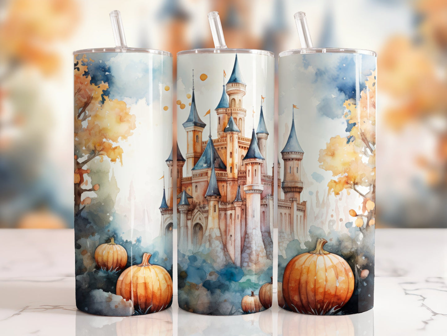 Fall Castle in Blue 20 oz Sublimation Tumbler