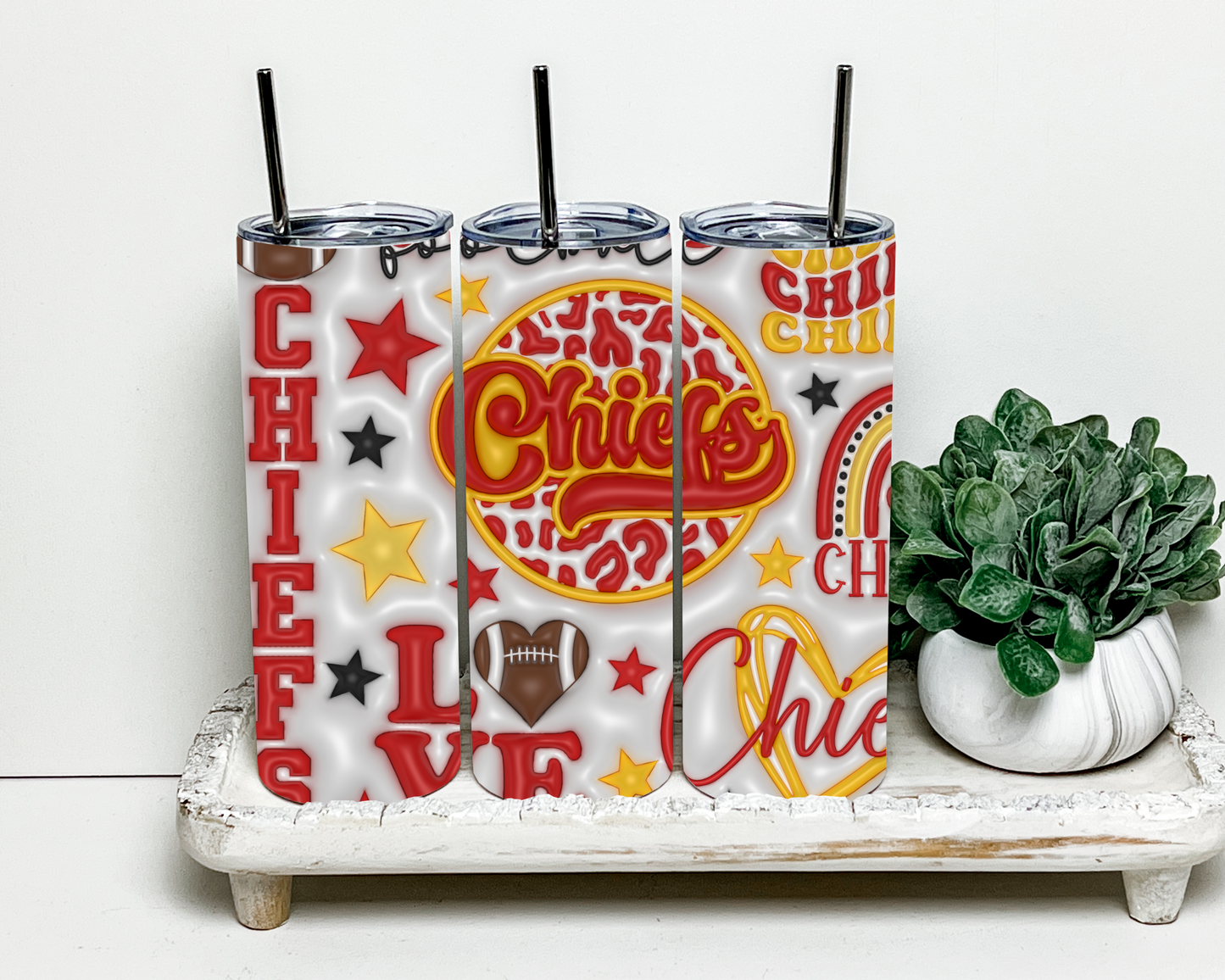 Love KC Chiefs 20 oz Skinny Tumbler