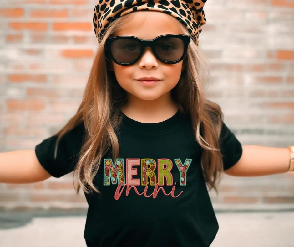 Multi Pattern Faux Embroidery Merry Mini