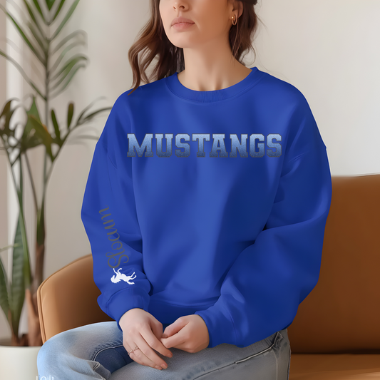 Mustangs Blue Faux Ombre Glitter with Slocum Sleeve Print