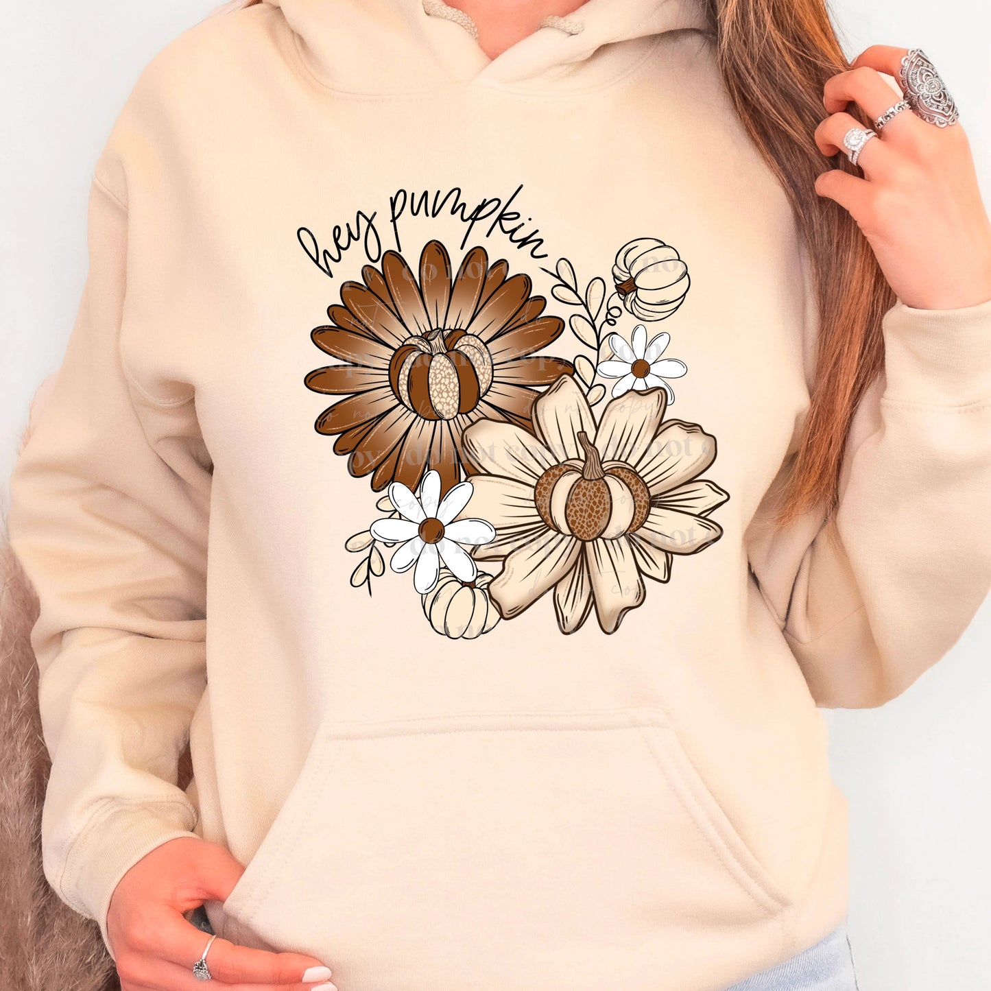 Hey Pumpkin with Brown Flowers