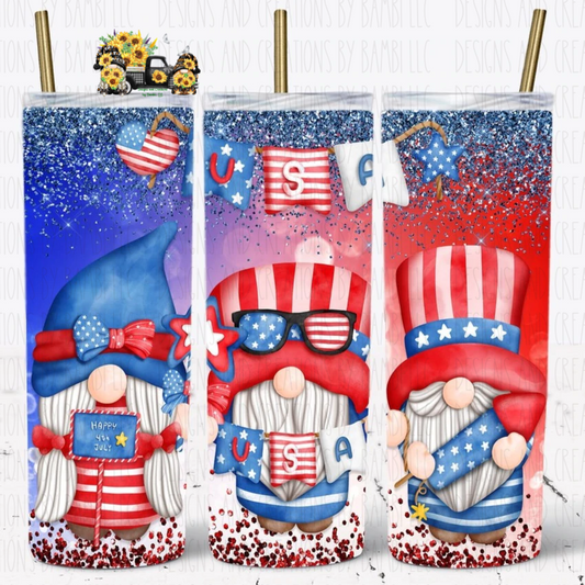 4th of July Patriotic Gnomes Sublimation Tumbler