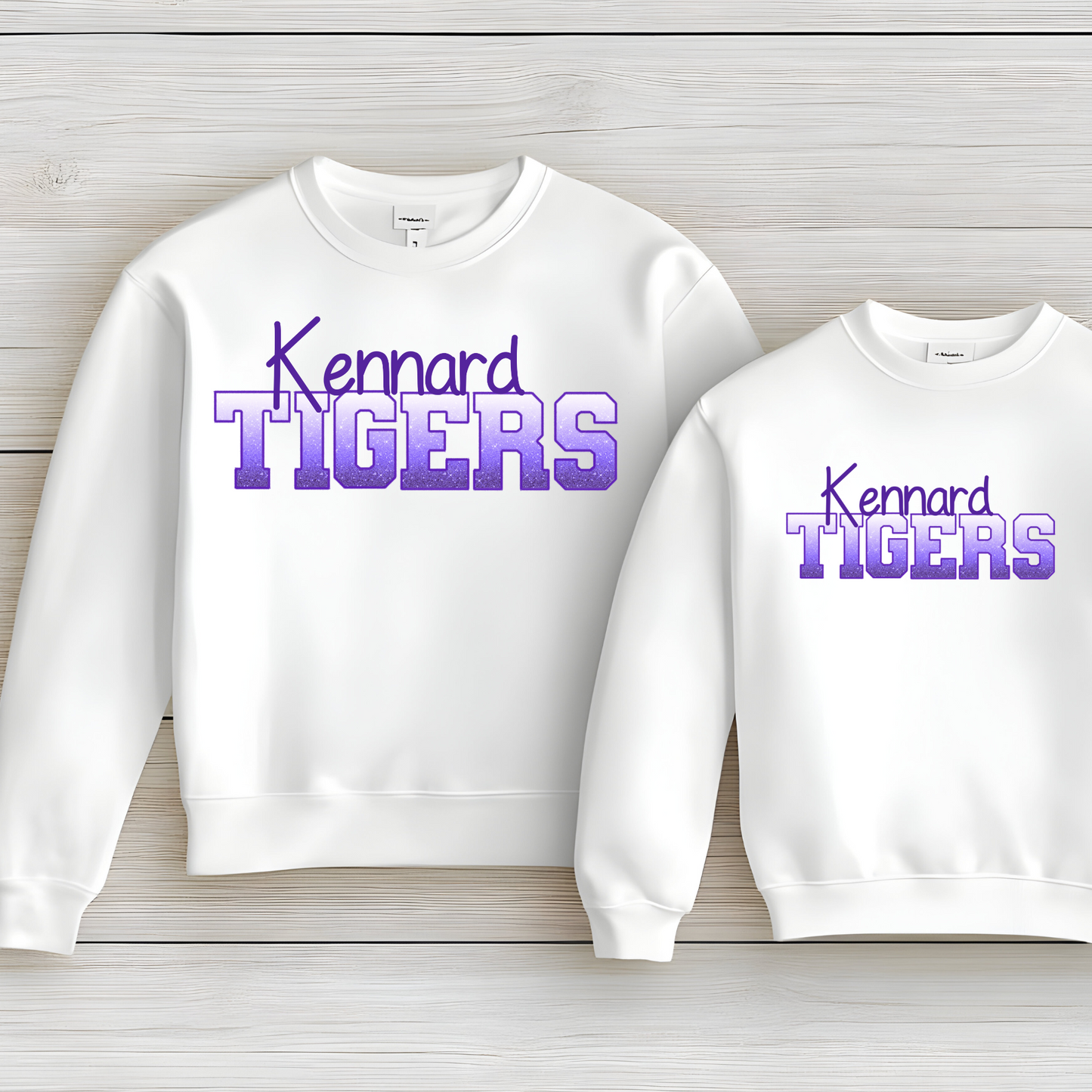Kennard Tigers Purple Ombre Faux Glitter Purple Outline (Longsleeve)