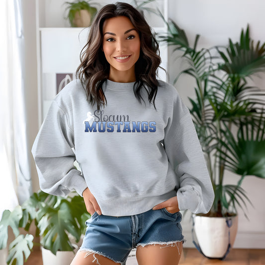 Slocum Mustang Blue Ombre Grey Outline with Mustang (Long Sleeve)