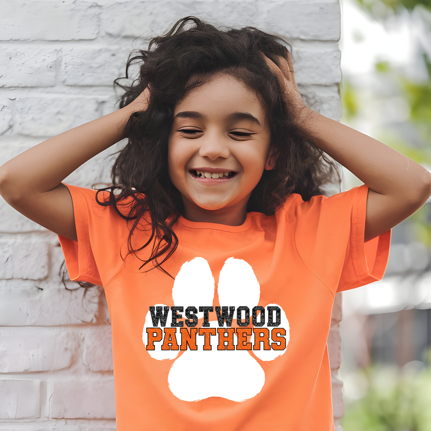 Westwood Panthers with Paw Print- Faux Glitter/Embroidery