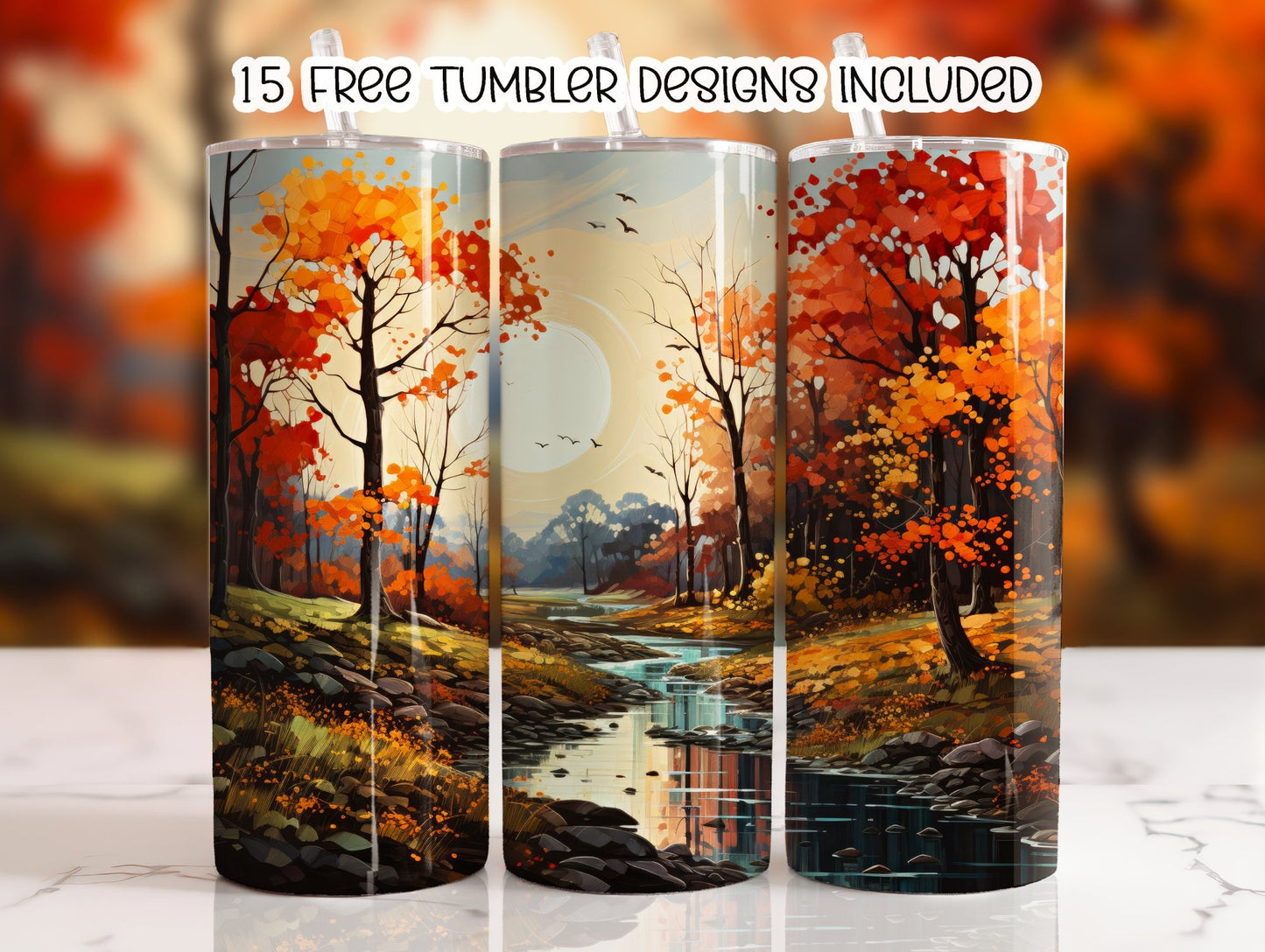 Rivers Runs Through Fall Scene Sublimation Tumbler