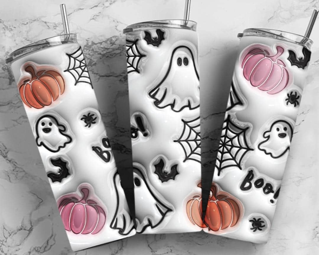 Boo Ghost Halloween 20 oz Skinny Tumbler