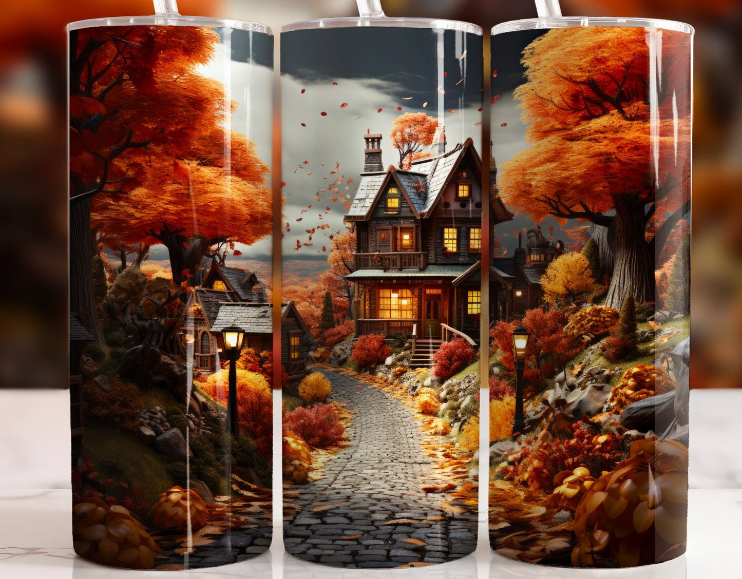 Fall Vintage House 20 oz Sublimation Tumbler