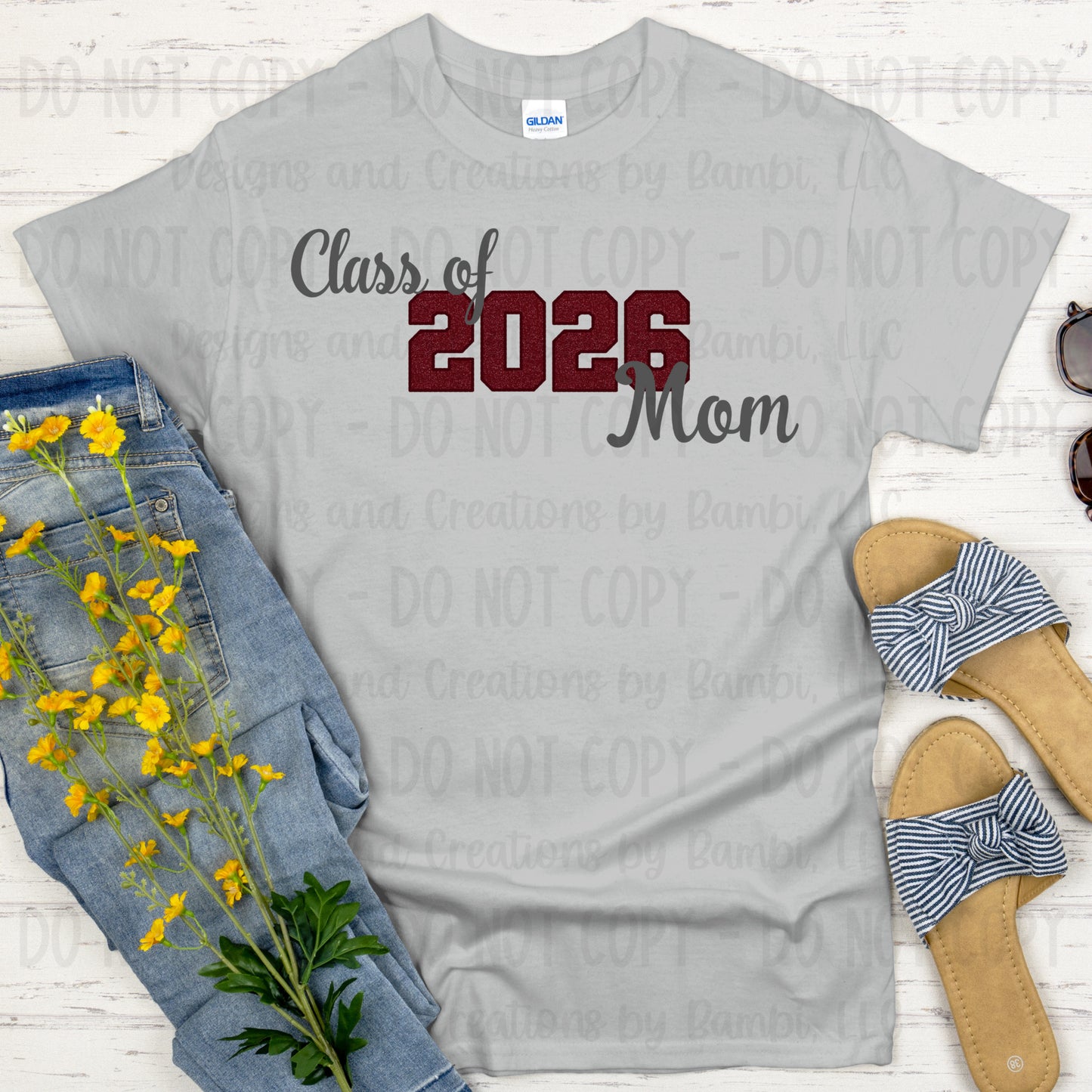 Class of 2026 Mom Maroon with Maroon Outline and Grey Font