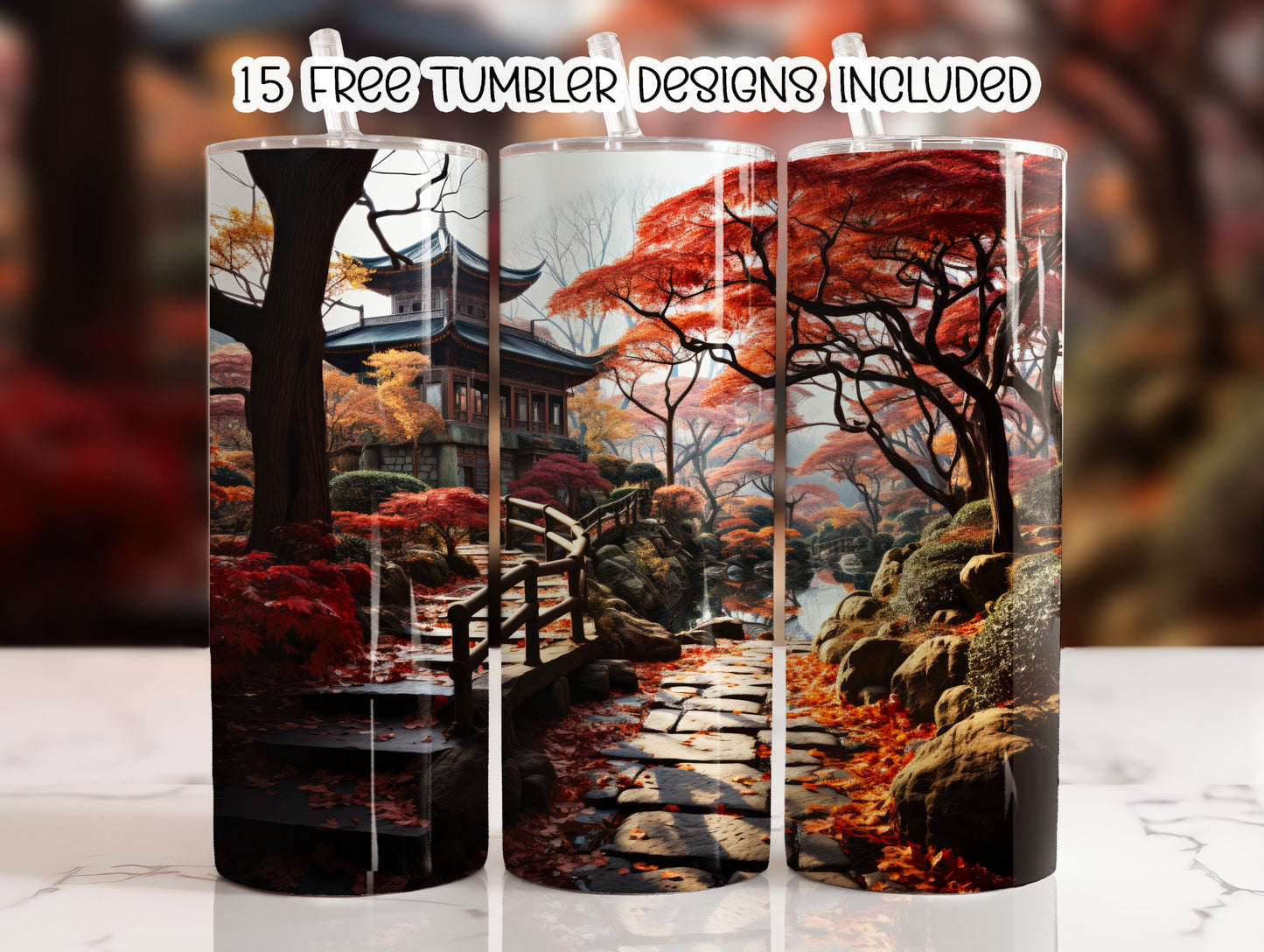 Fall Scene with Bridge 20 oz Sublimation Tumbler
