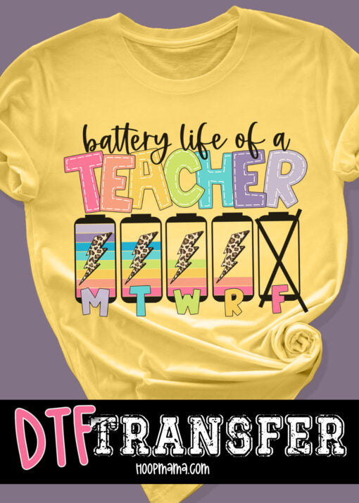 Battery Life of A Teacher with Leopard Lightening Bolt- Adult