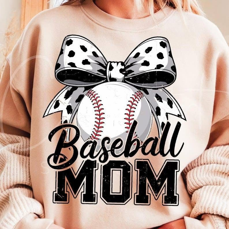 Baseball Mom with Polka Dot Bow