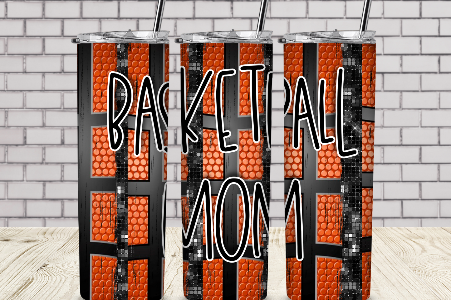 Basketball Mom with Ball Print 20 oz Sublimation Tumbler