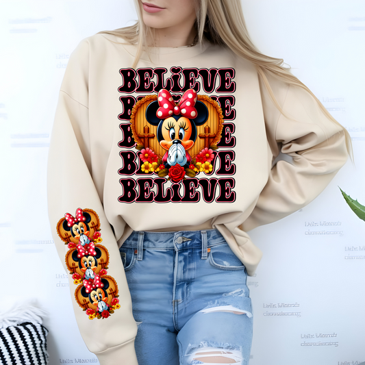 Believe Stacked Girl Mouse Easter with Sleeve