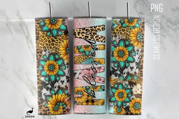 Blessed Mama Cowhide Western Tumbler