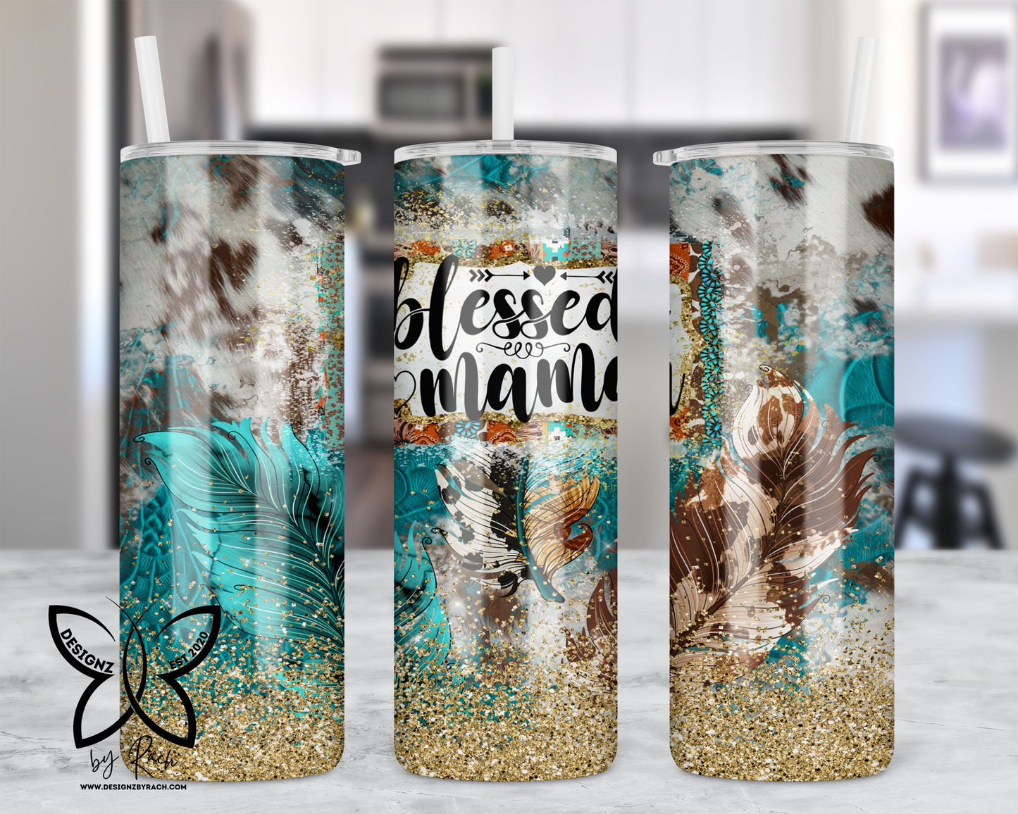 Blessed Mama With Feather Sublimation Tumbler