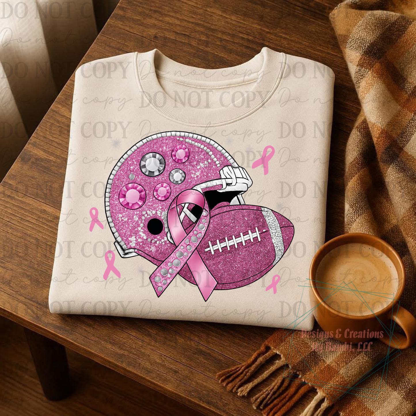 Bling Helmet and Football Breast Cancer