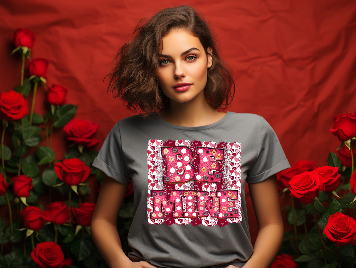 Pink Be Mine with Heart Background