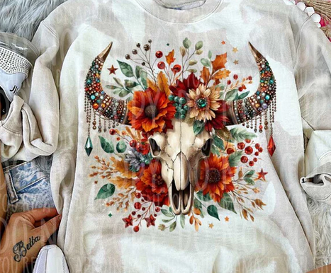 Bull Skull Fall Florals (Vintage)