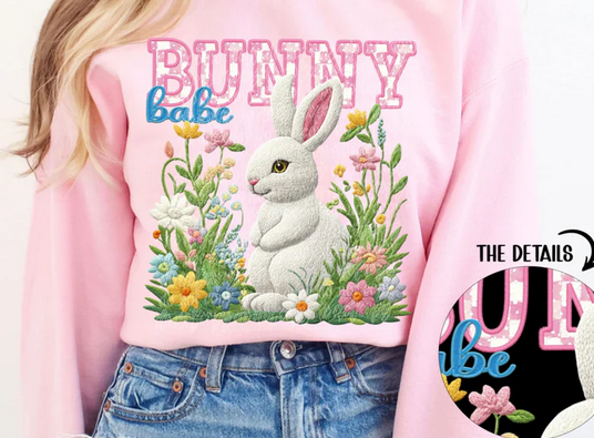 Bunny Babe Faux Embroidered