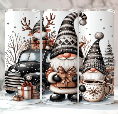 Christmas Truck Gnomes Sublimation Tumbler