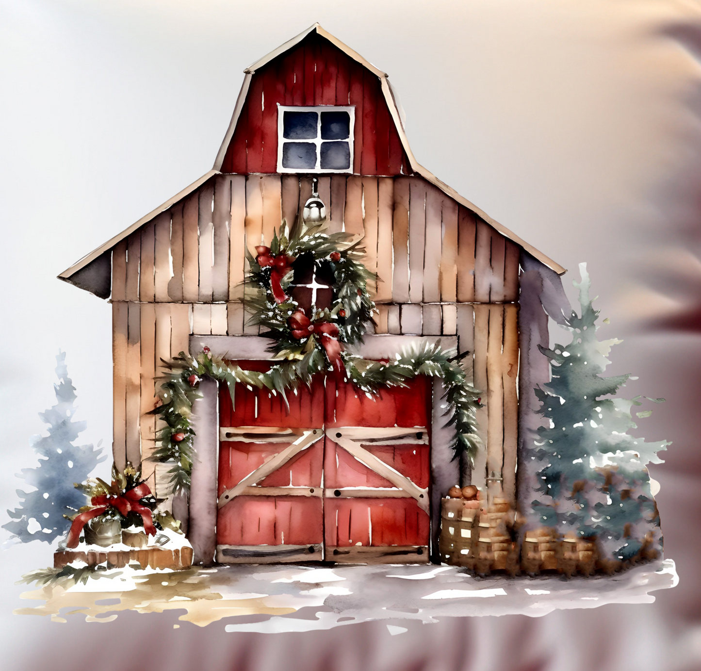 Christmas Barn Scene Throw Pillows
