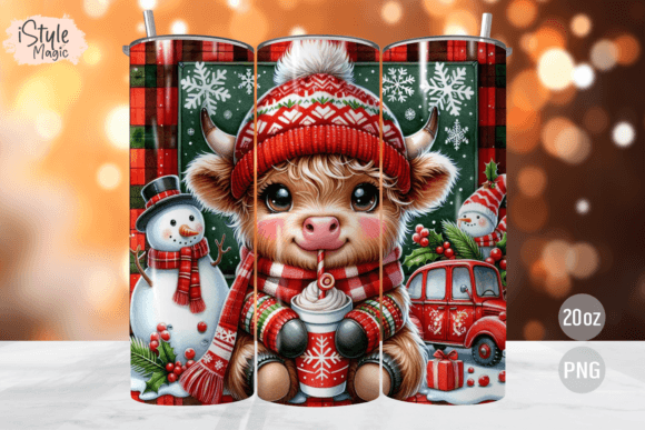 Christmas Highland Cow Sublimation Tumbler