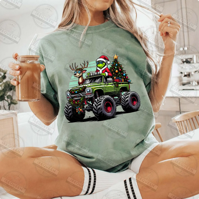 Christmas Monster Truck Green Guy