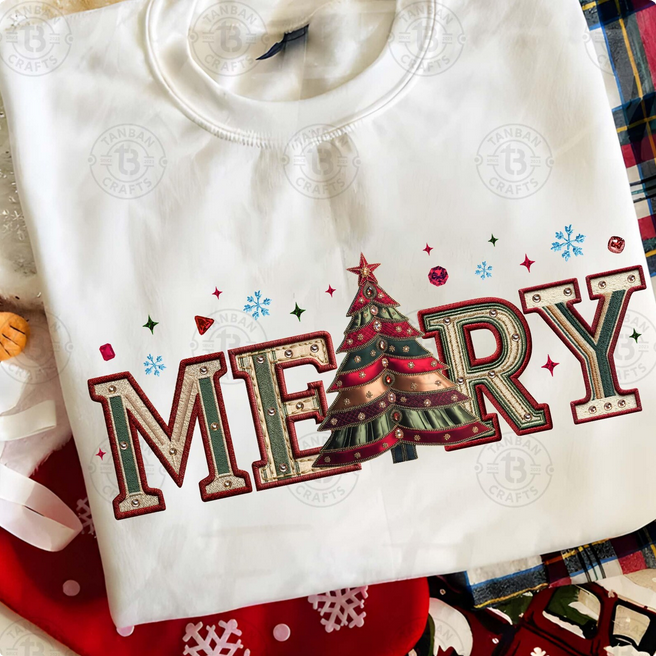 Faux Embroidery Christmas Rhinestone