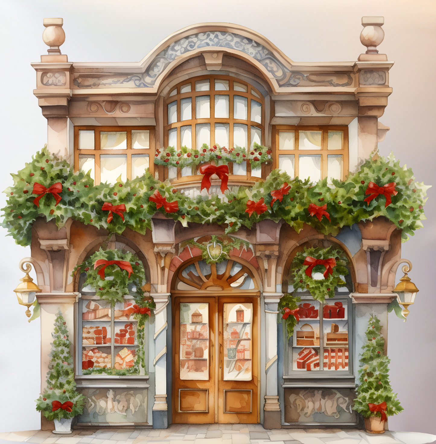 Christmas Village Scene Throw Pillows