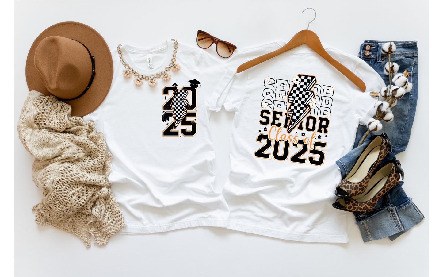 Class of 2025 with Lightening Bolt (Orange) Pocket/Back