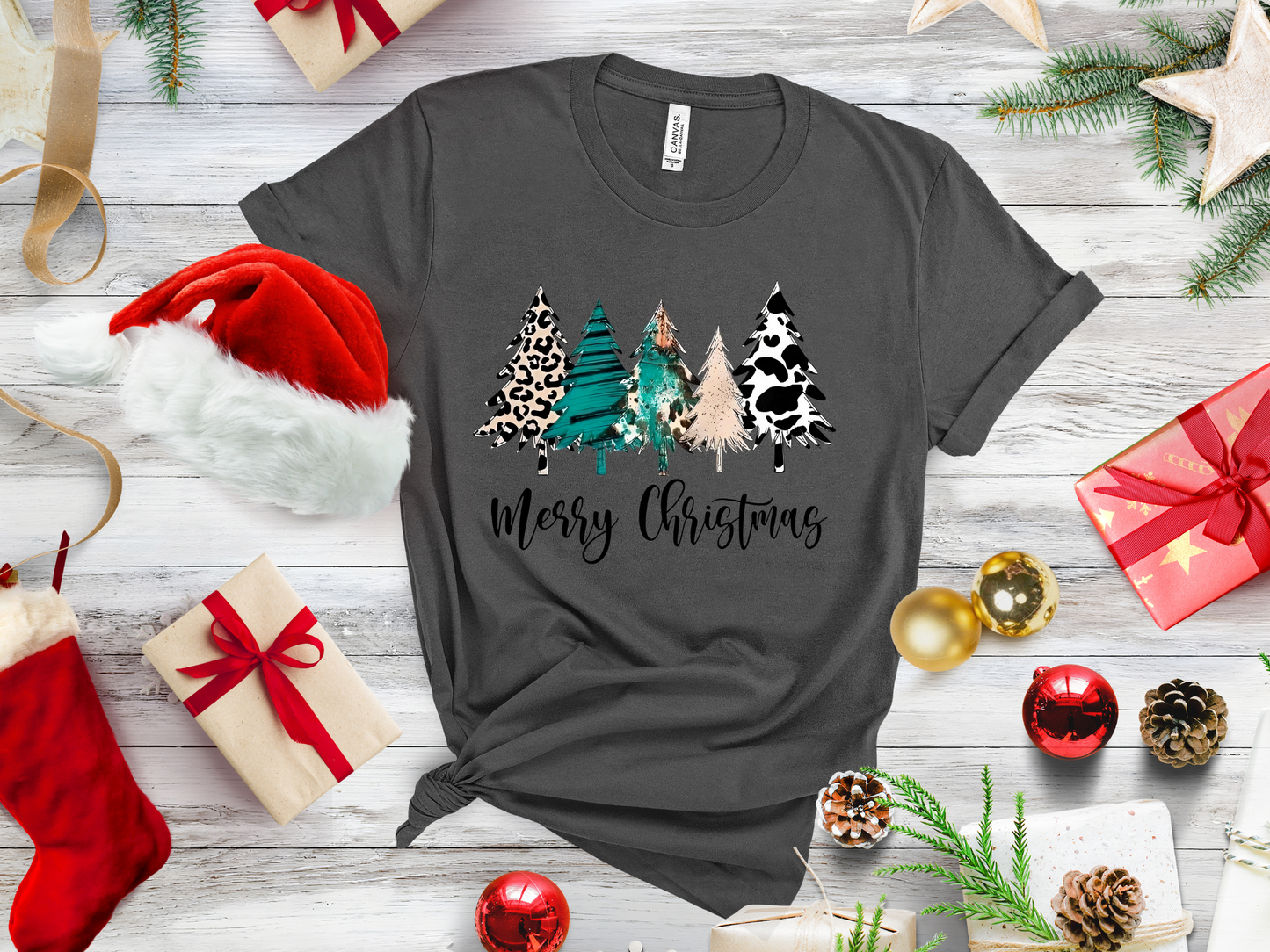 Cluster of Western Merry Christmas Trees