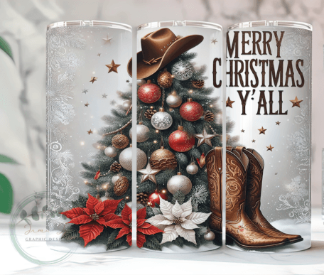 Country Christmas Merry Christmas Y'all Sublimation Tumbler