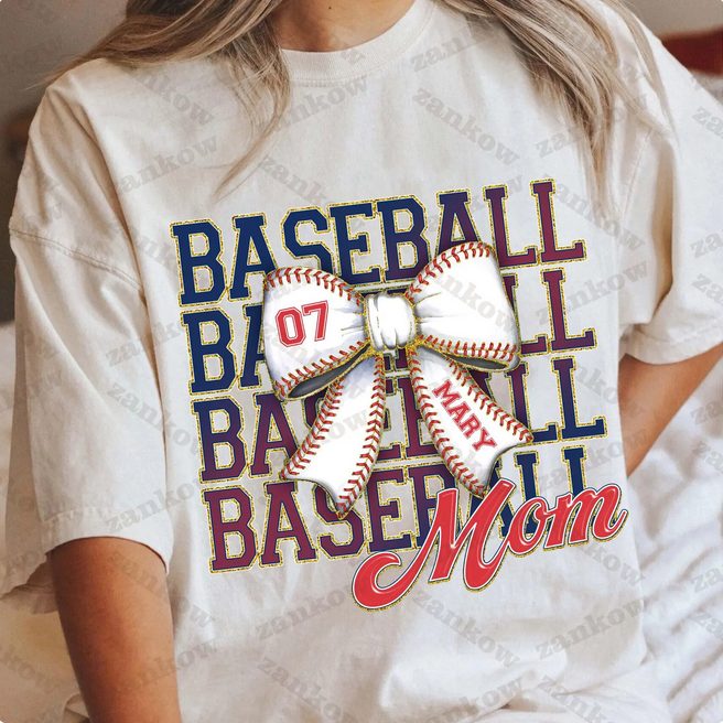 Custom Baseball Mom Bow with Personalization
