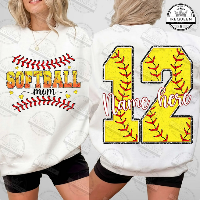 Custom Softball Mom (Front/Back) with Personalization