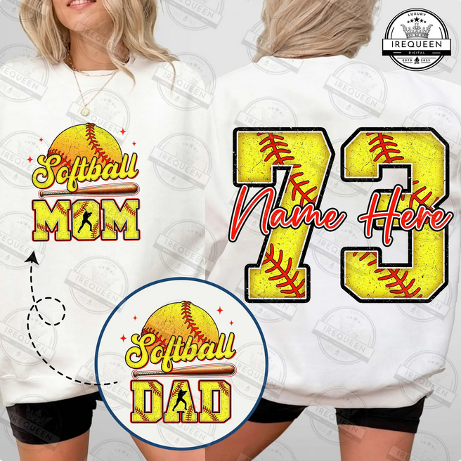 Custom Softball Mom/Dad (Front/Back) with Personalization Collection