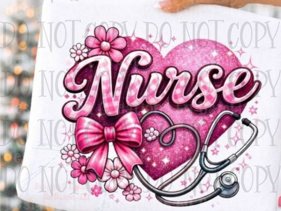 Cute Pink Nurse Faux Glitter with Stethoscope