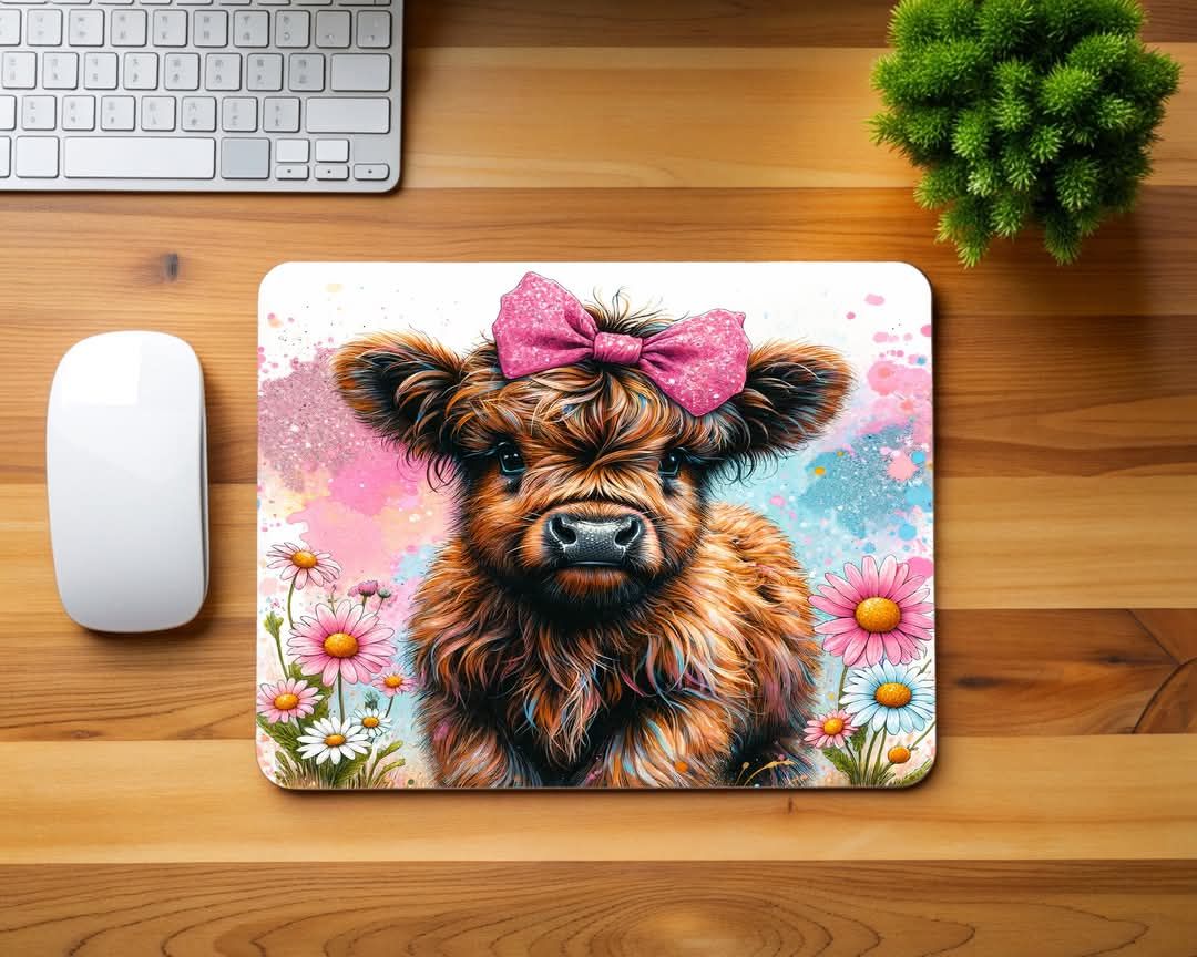 Daisies and Cow Mouse Pad