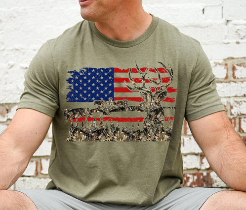Deer American Flag