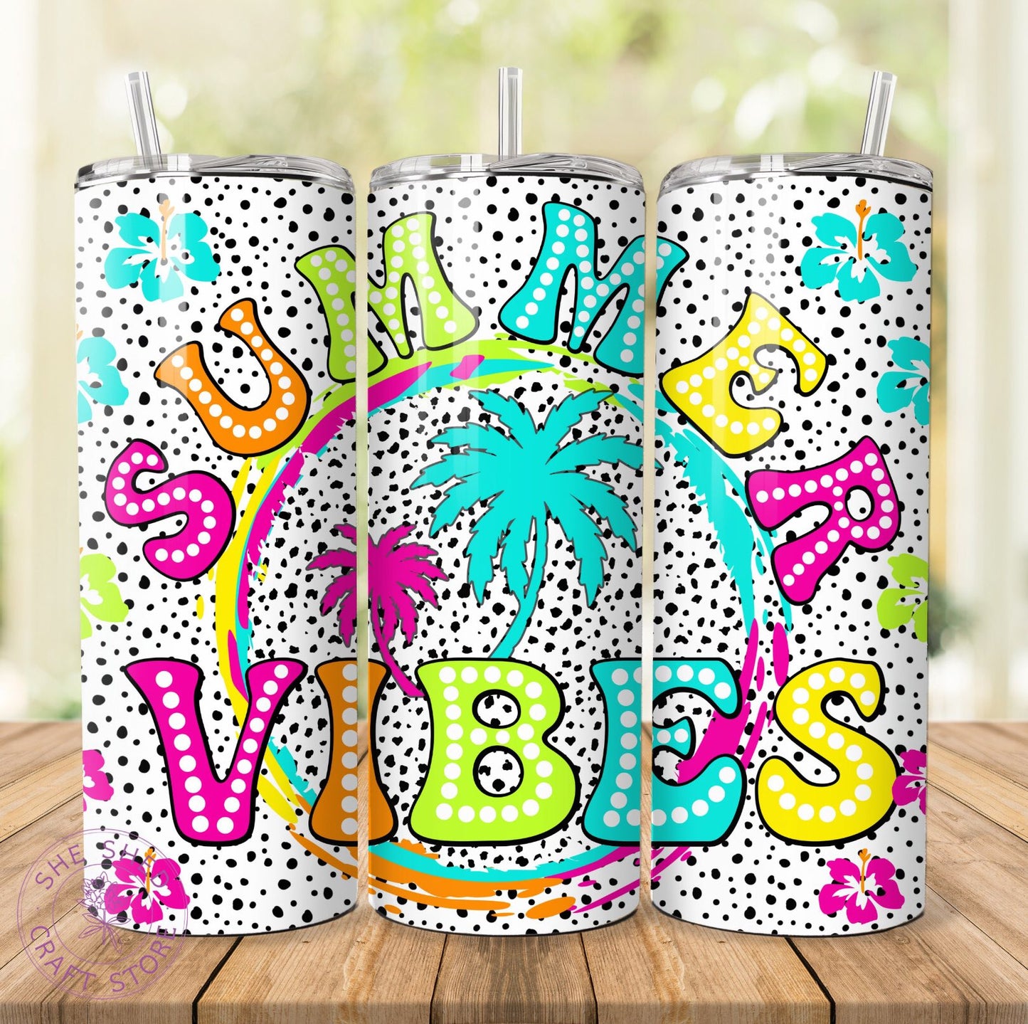 Dotted Summer Vibes Sublimation Tumbler
