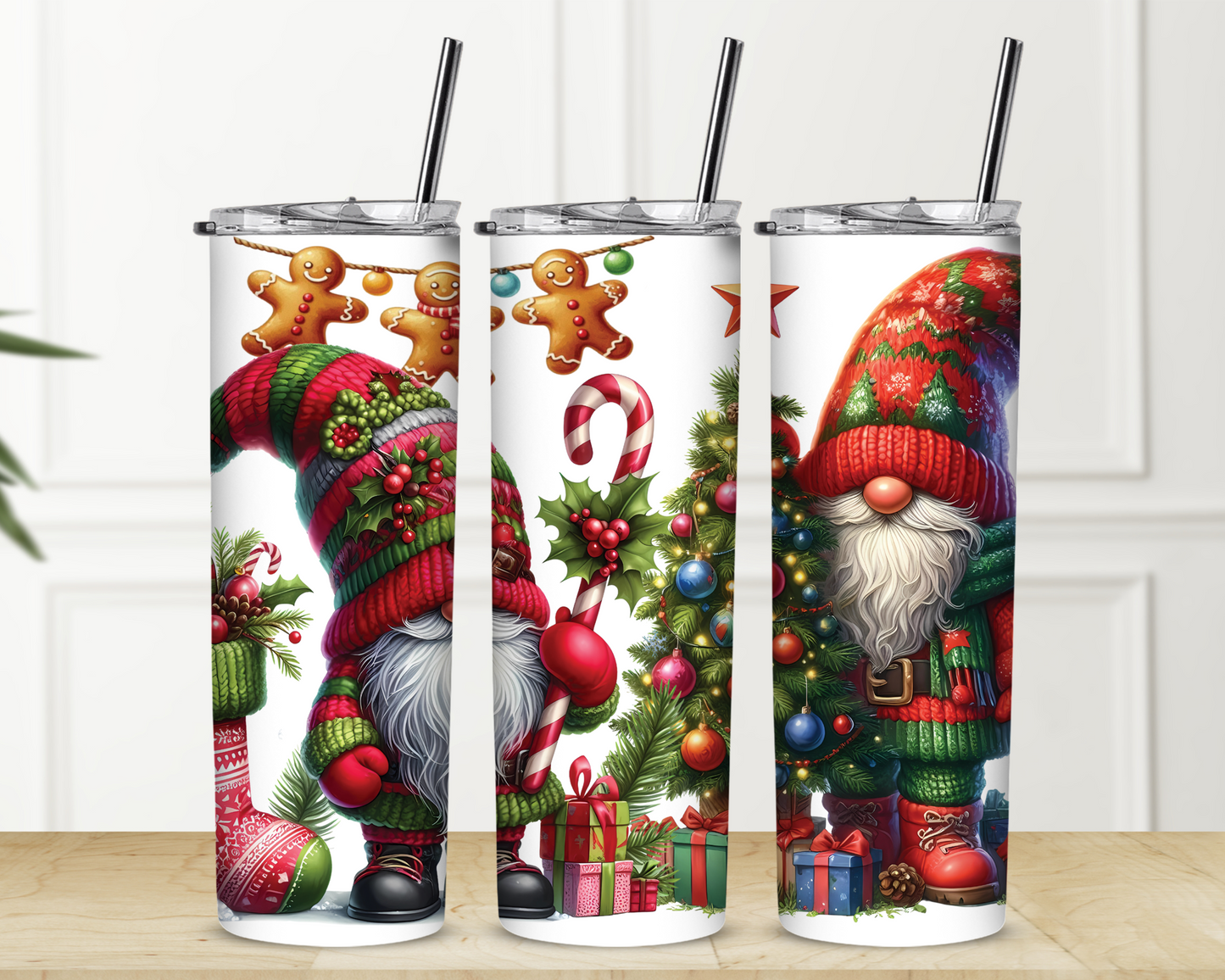 Duo Christmas Gnomes with Tree Sublimation Tumbler