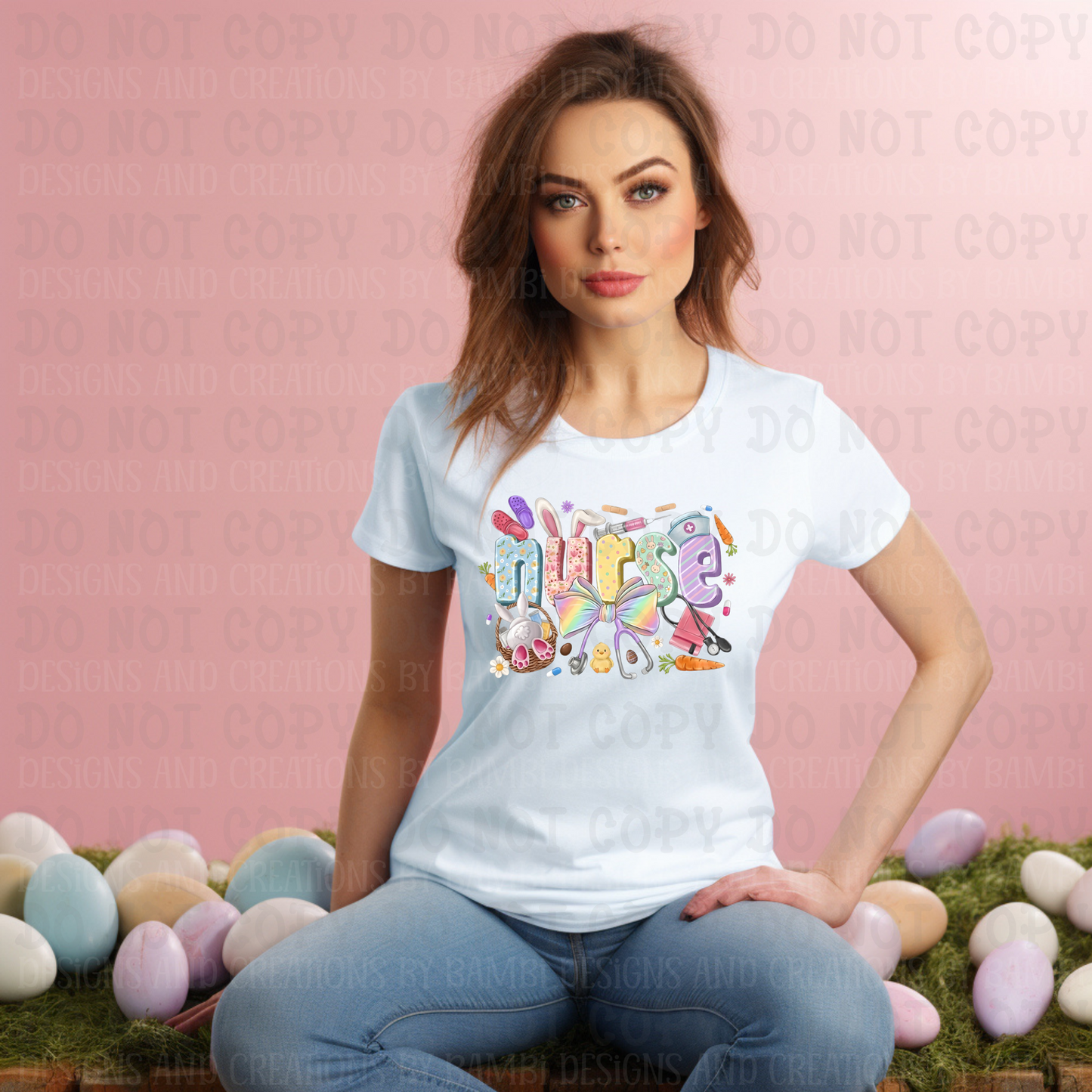 Easter Nurse Pastel Colors with Bunny Butt