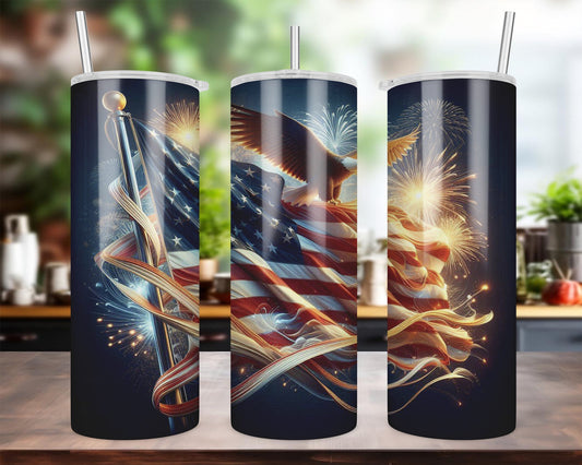 Eagle Flag in Sky Sublimation Tumbler