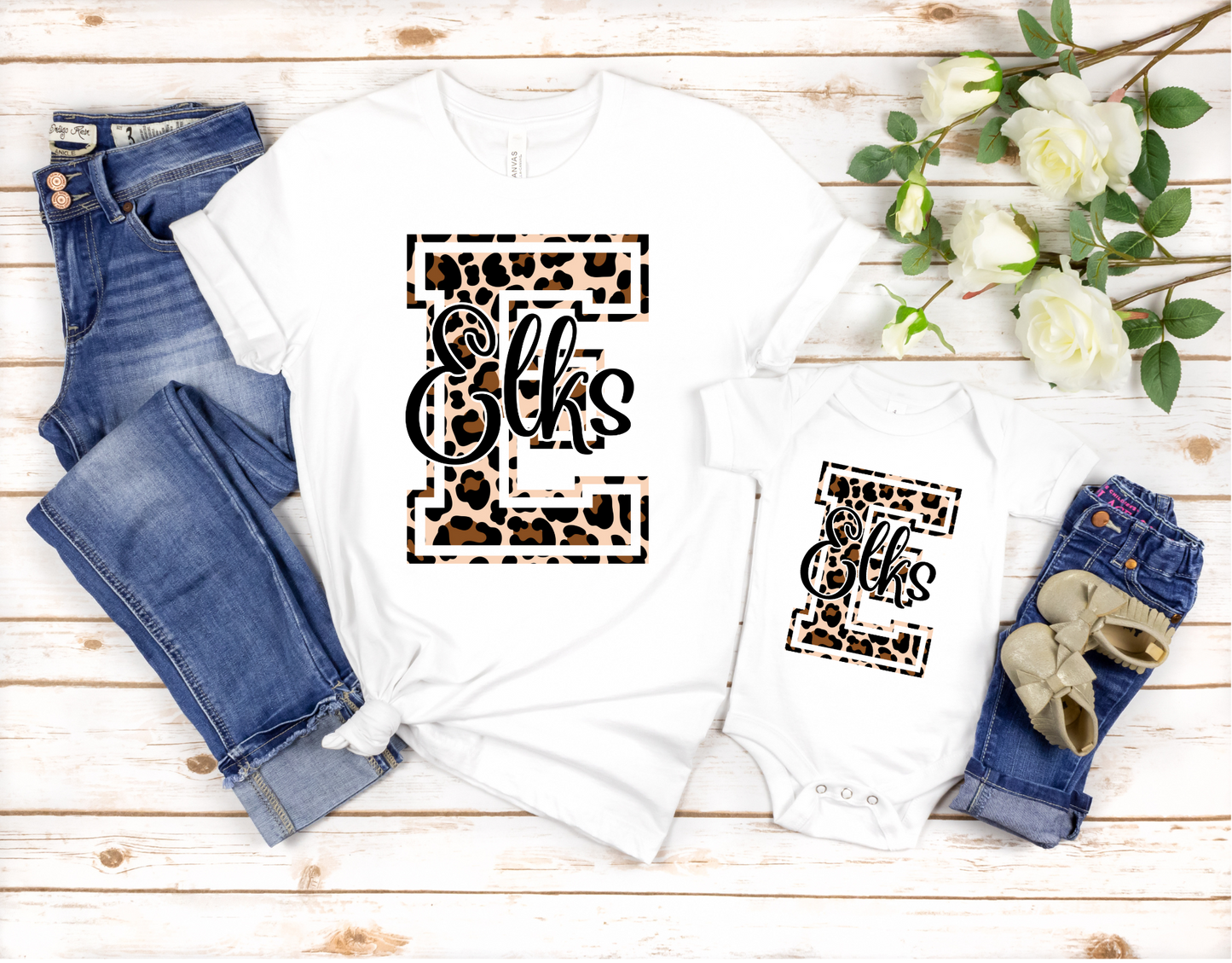 E is for Elkhart Elks with Leopard