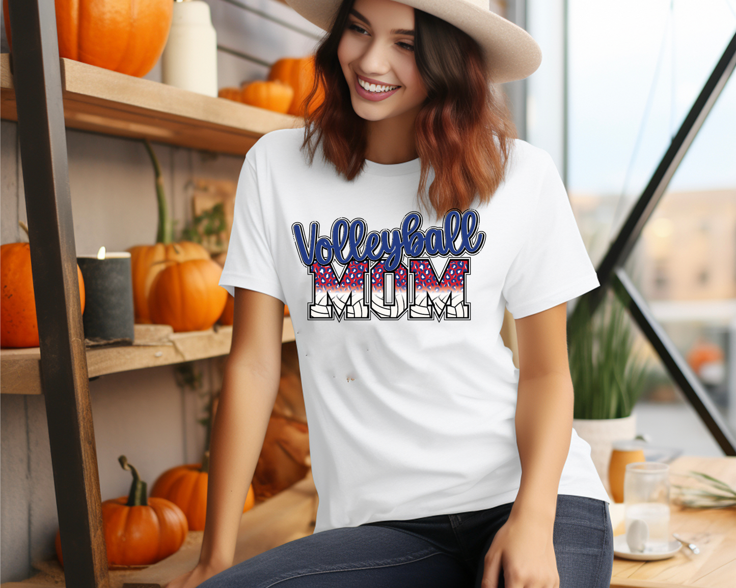 Volleyball Mom in Red/Blue for Elkhart ISD